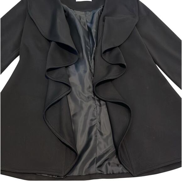 Calvin Klein Draped Ruffle Open Front
Blazer Jacket Ponte Fabric Black Size 6 - Picture 3 of 6